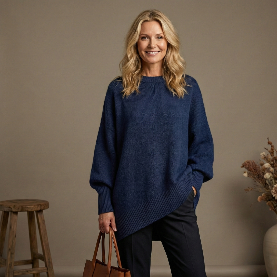 Claudia | Ylisuuri neulepusero lepakkohihoilla