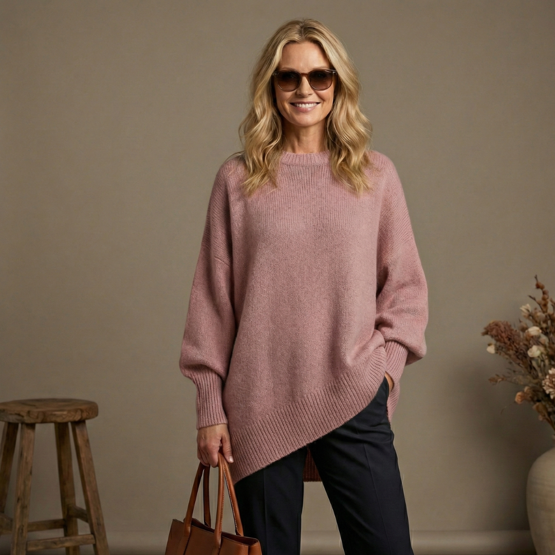 Claudia | Ylisuuri neulepusero lepakkohihoilla