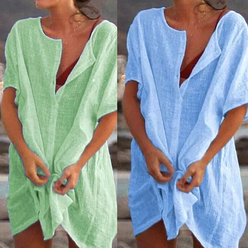 Yksivärinen lyhythihainen väljä pusero